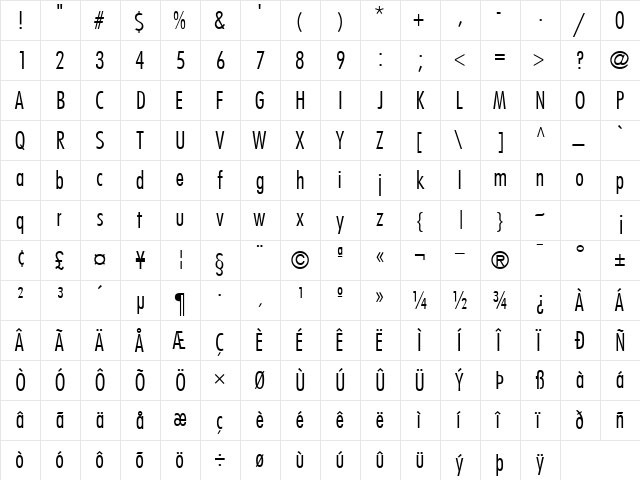 KudosLightCondSSK Bold  glyph index
