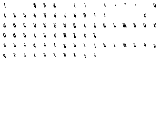 Pigs 5 Bold  glyph index