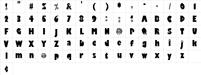 Vertigo Regular  glyph index