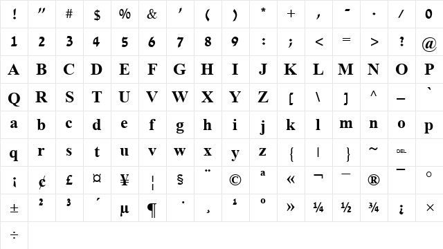 David Bold  glyph index