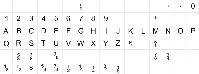 Stock Ticker Tape Regular  glyph index