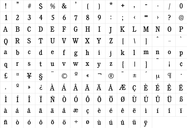 Calgary-Regular Regular  glyph index