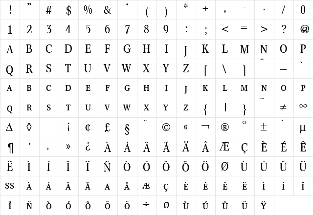 ConceptNovaSmc Regular  glyph index