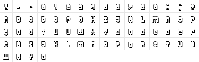 Trailer Hollow Regular  glyph index