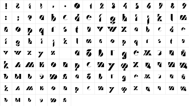 Treffi Normal  glyph index
