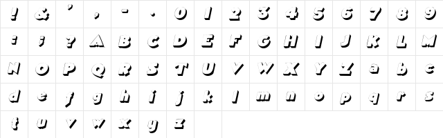 TricorneOutlineSSK Italic  glyph index