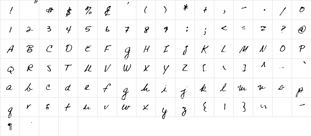 Kaempf Regular  glyph index