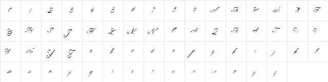 Claudya Script Regular  glyph index