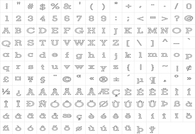Memphis-Medium HE Regular  glyph index