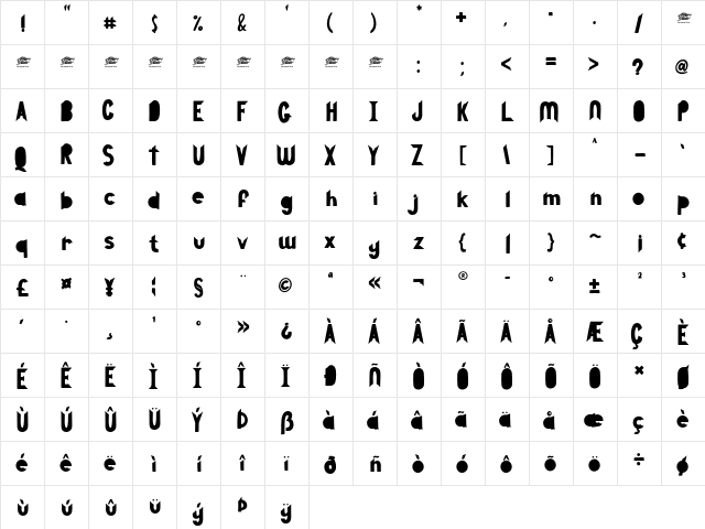 Pumpkin Face - Personal Use Regular  glyph index