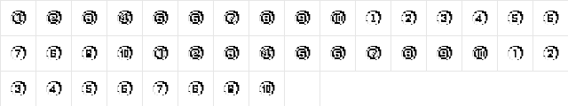 XRough25 Becker Regular  glyph index