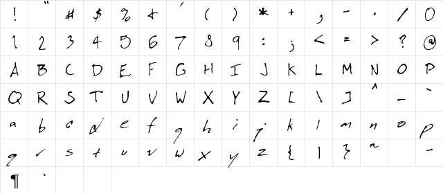 Jonson Regular  glyph index