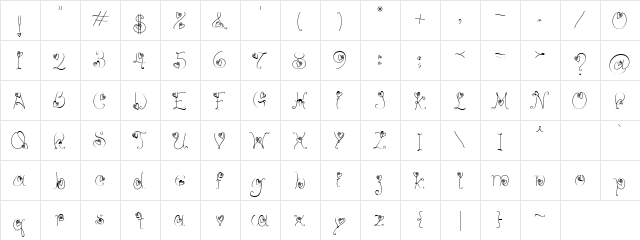 LD Spiral Hearts Regular  glyph index