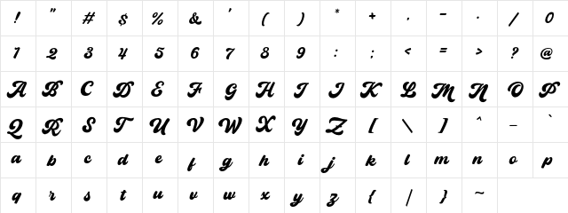 Bayland DEMO Regular  glyph index