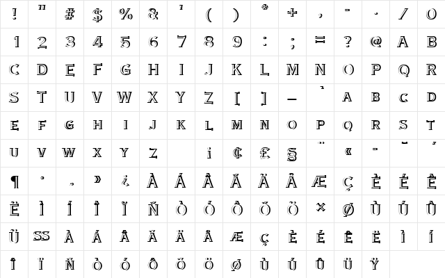 CopperplateTMedConRe1 Regular  glyph index
