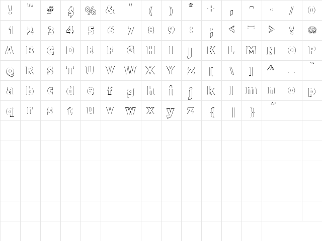 Stuff 1 Regular  glyph index