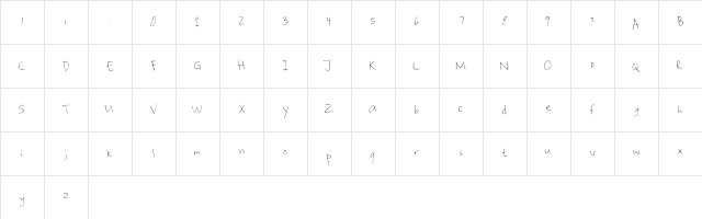 Shaynes_Handwriting Regular  glyph index