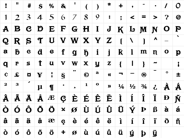 DarkGray50 Bold  glyph index