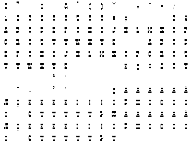 PonsonbyNF Regular  glyph index