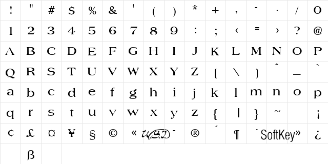 Americo Bold  glyph index