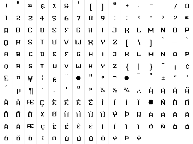 L Blinddate  glyph index