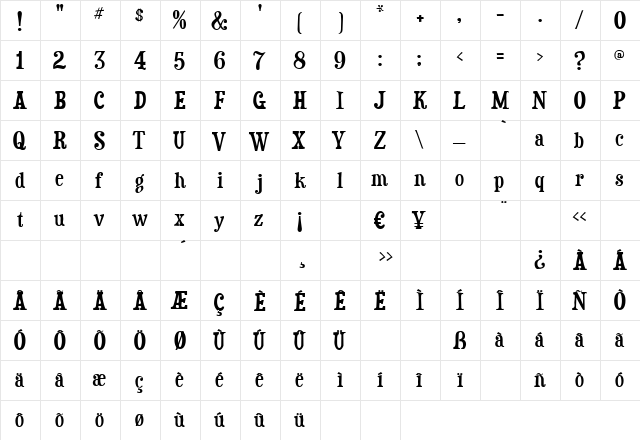 Duality Regular  glyph index