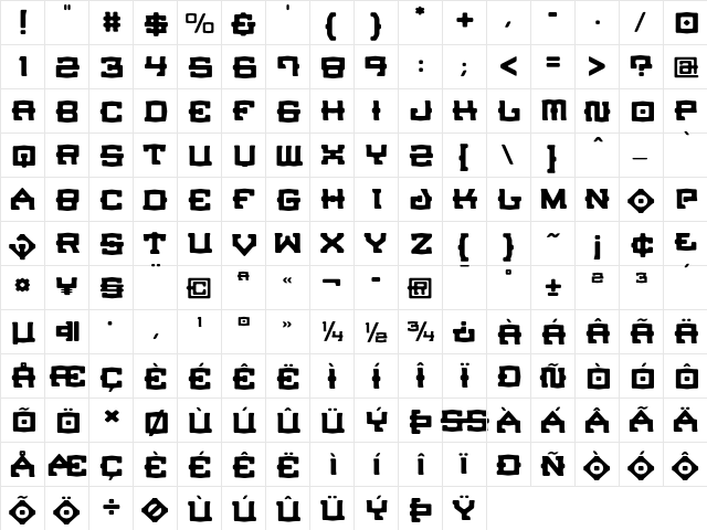 CrucibleBurnin-Ultra Bold  glyph index