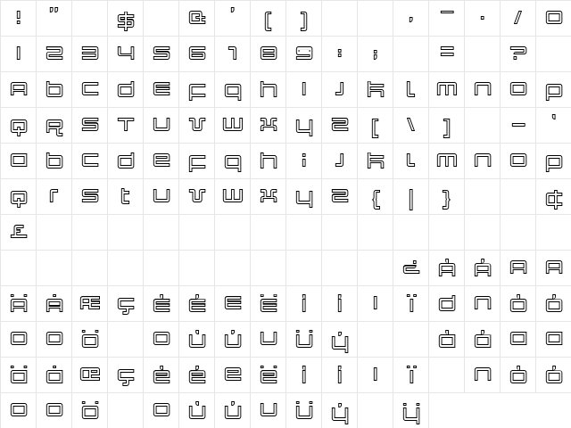Quark Outline Regular  glyph index