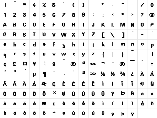 CallimarkerExtended Normal  glyph index