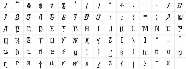 Moped SemiBold  glyph index