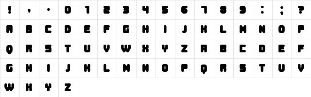 Duration Book Bold  glyph index