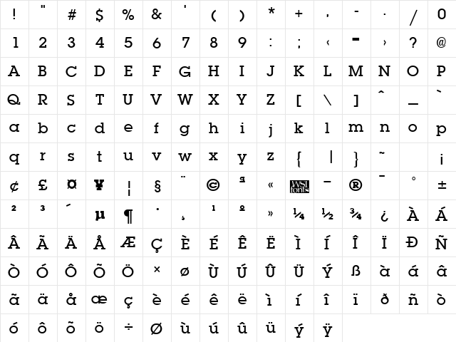 LaplandDemibold Regular  glyph index