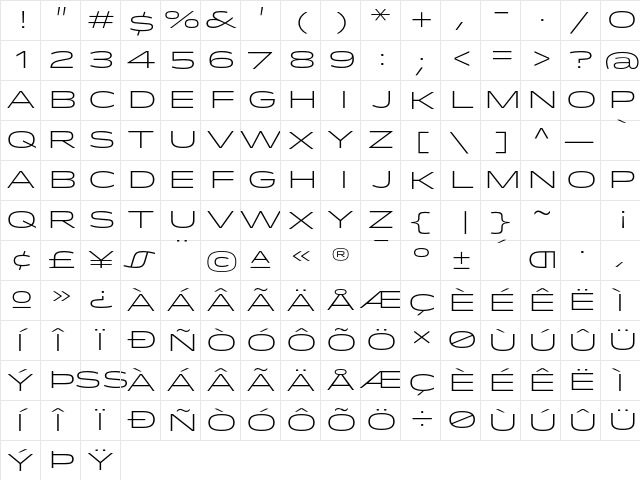 Idlewild Light  glyph index