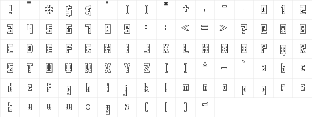 The Tower Block Regular  glyph index