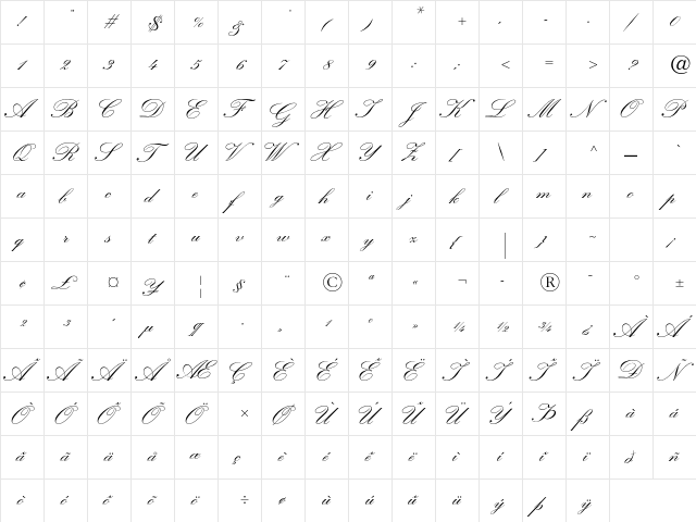 K߮stler Script LT Std Two Bold Regular  glyph index