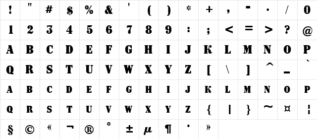 a_SignboardCpsNr Bold  glyph index