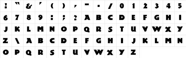Mesozoic Regular  glyph index