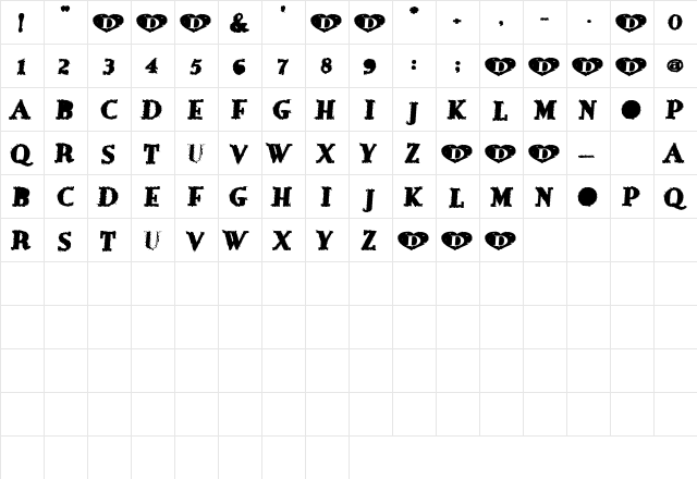 IceHeart Regular  glyph index