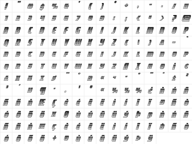 Camp Justice Chrome Italic Italic  glyph index