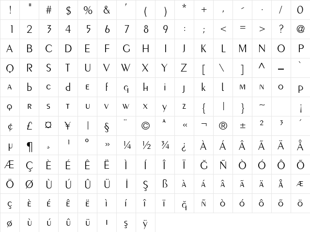 TrSah Penguin Light Plain  glyph index