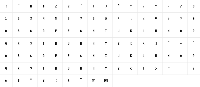 Irata Medium  glyph index