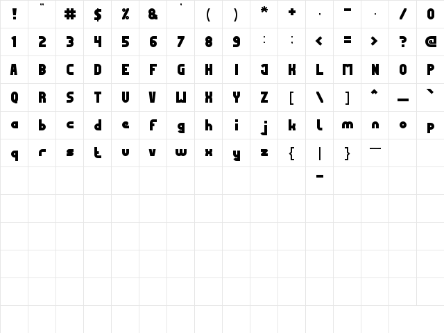 MOST FAMOUS Regular  glyph index