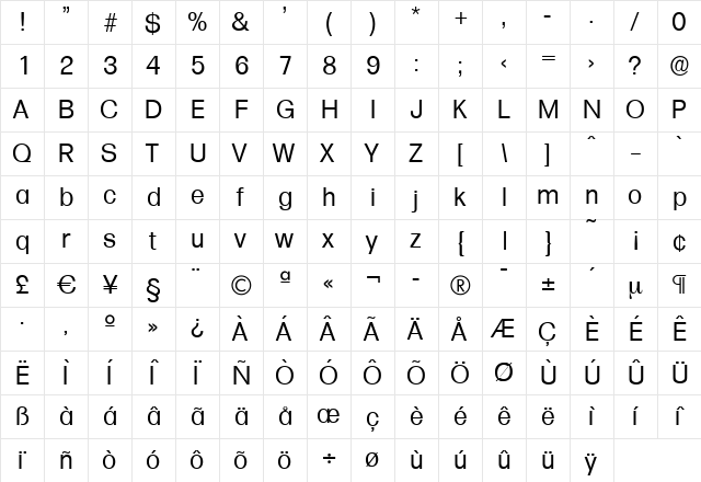 AdamBecker Regular  glyph index