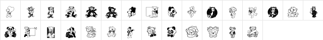 Teddies Regular  glyph index