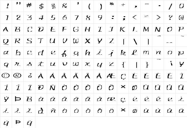 FZ WARPED 30 EX Normal  glyph index