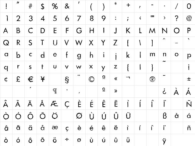 LimerickAntique Regular  glyph index