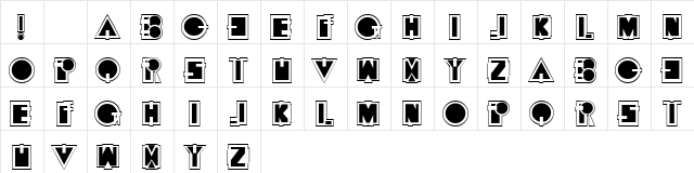 101! Geometrically DeZigneD Regular  glyph index