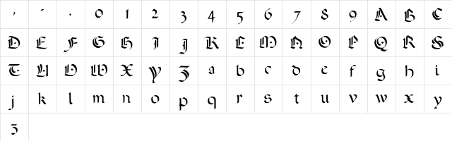 A Dark Wedding Regular  glyph index