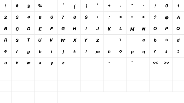 BirdFly Medium  glyph index