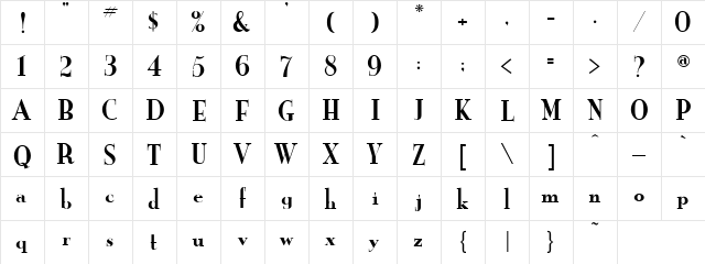 New Yorker Regular  glyph index